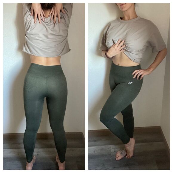 Gymshark Adapt Camo Leggings Moss Olive High Rise XS Workout - Picture 4 of 13